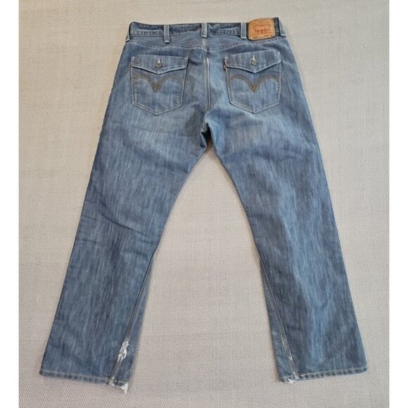 Levis 514 Jeans Men 38x30 Silver Blue Slim Straight Flap Pocket Denim Pants VTG - Picture 2 of 16